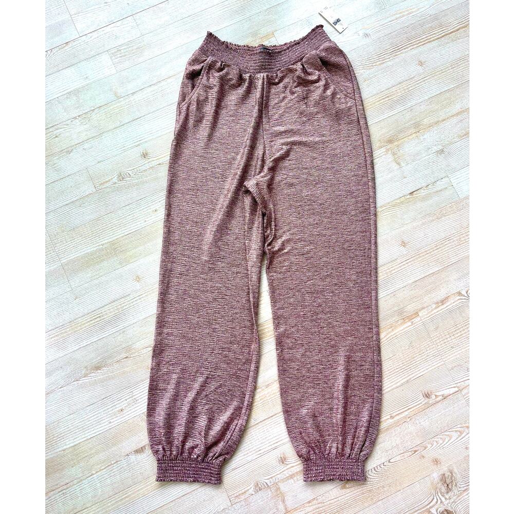 New Anthropologie Gillian Metallic Shimmer Joggers | Rose Size Small